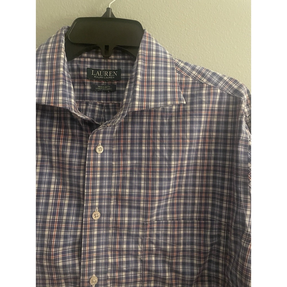 Lauren Ralph‎ Lauren Stretch Fabric Plaid Dress Shirt 16 1/2. 32/33 Green Label